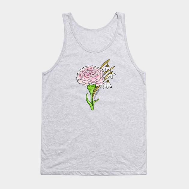 Birth Flower.- January Carnation and Snow Drops Tank Top by JodiLynnDoodles